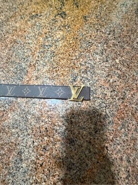 Louis Vuitton Monogram Canvas Belt with Gold LV Letter Buckle